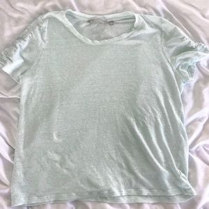 ATHLETA | light blue top with cinched sleeves L